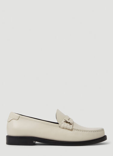 Saint Laurent Monogram Plaque Loafers White sla0249075