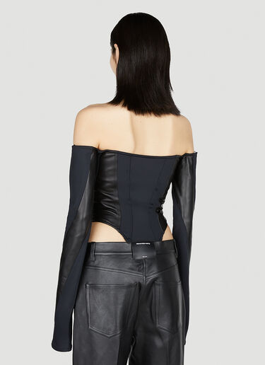 Mugler Leather Sculpted Bodysuit Black mug0251028