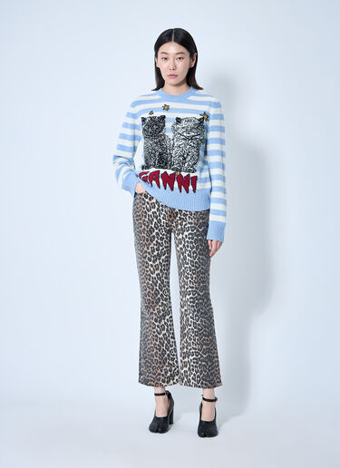 GANNI Striped Graphic Sweater Blue gan0259092