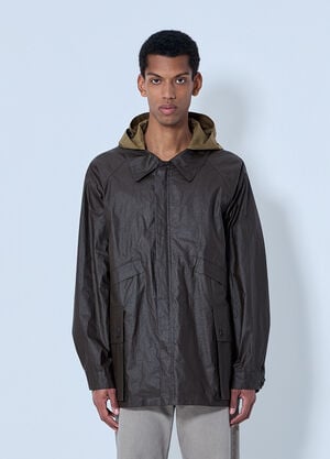Lemaire Hooded Waxed Jacket Brown lem0164003