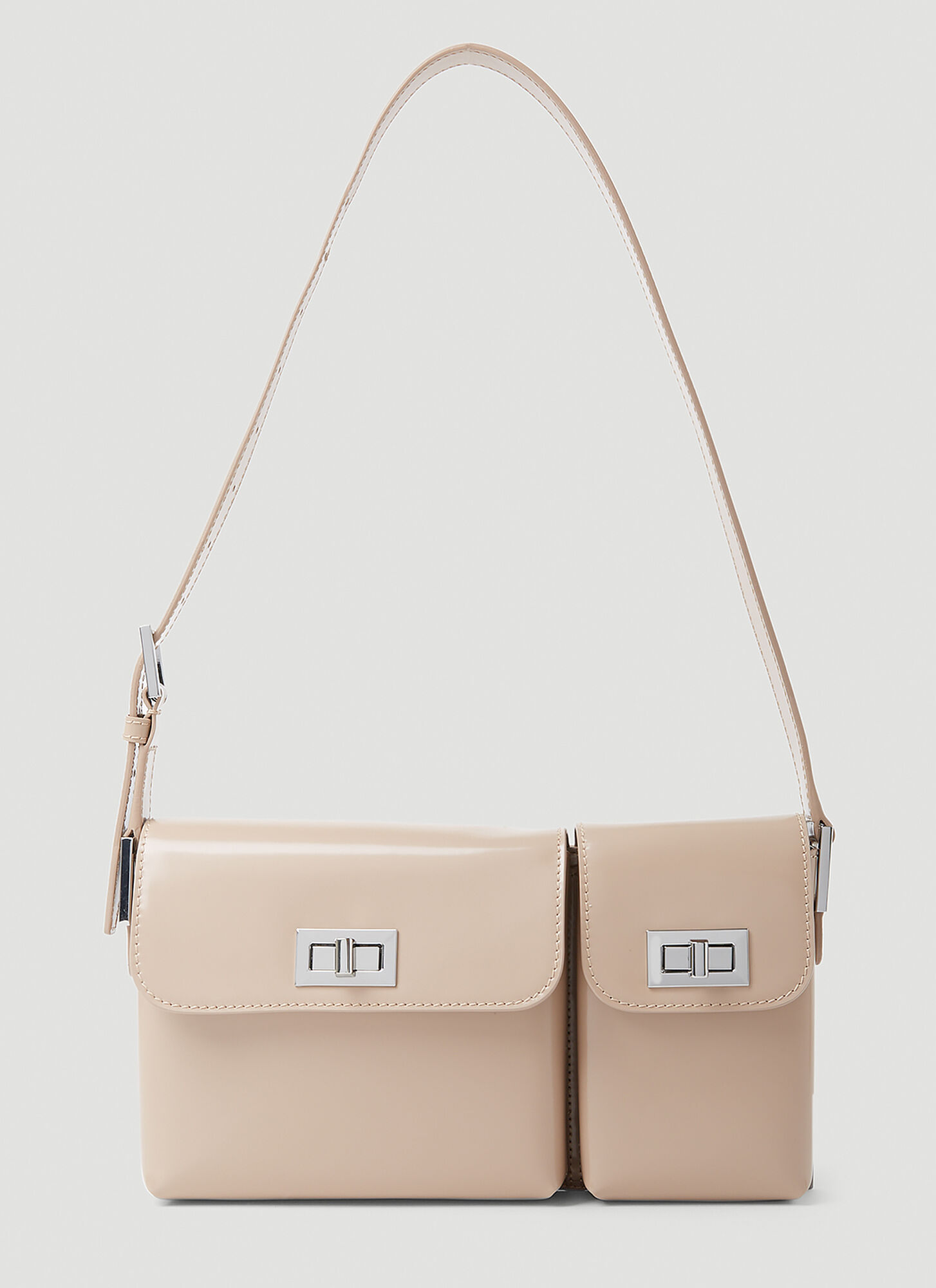 Shop By Far Billy Semi Patent Leather Bag In Sand