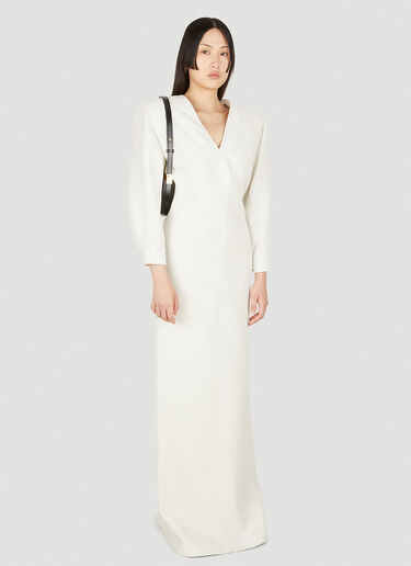 Saint Laurent Straight Shoulder Maxi Dress White sla0248002