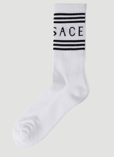 Versace Logo Intarsia Athletic Socks White ver0151061