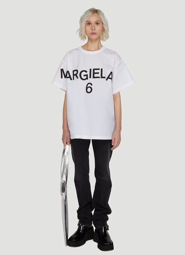 MM6 Maison Margiela 로고 셔츠 로고 프린트 티셔츠 화이트 mmm0247019