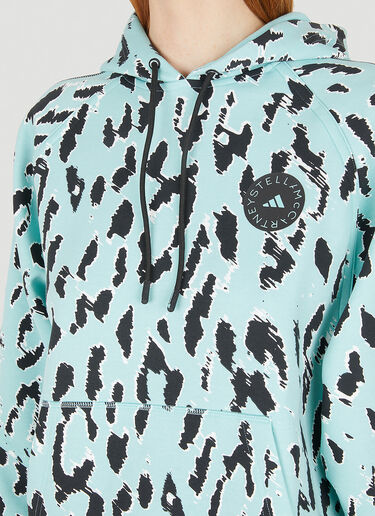 adidas by Stella McCartney Leopard Print Hooded Sweatshirt Blue asm0247015