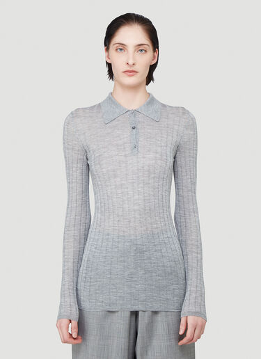 Prada Ribbed Knit Top Grey pra0240005