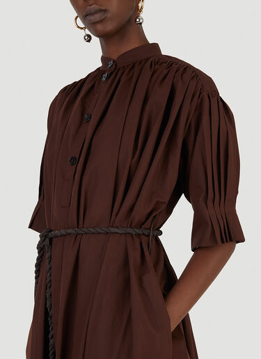 Jil Sander Pleated Puff Sleeve Dress Brown jil0245018