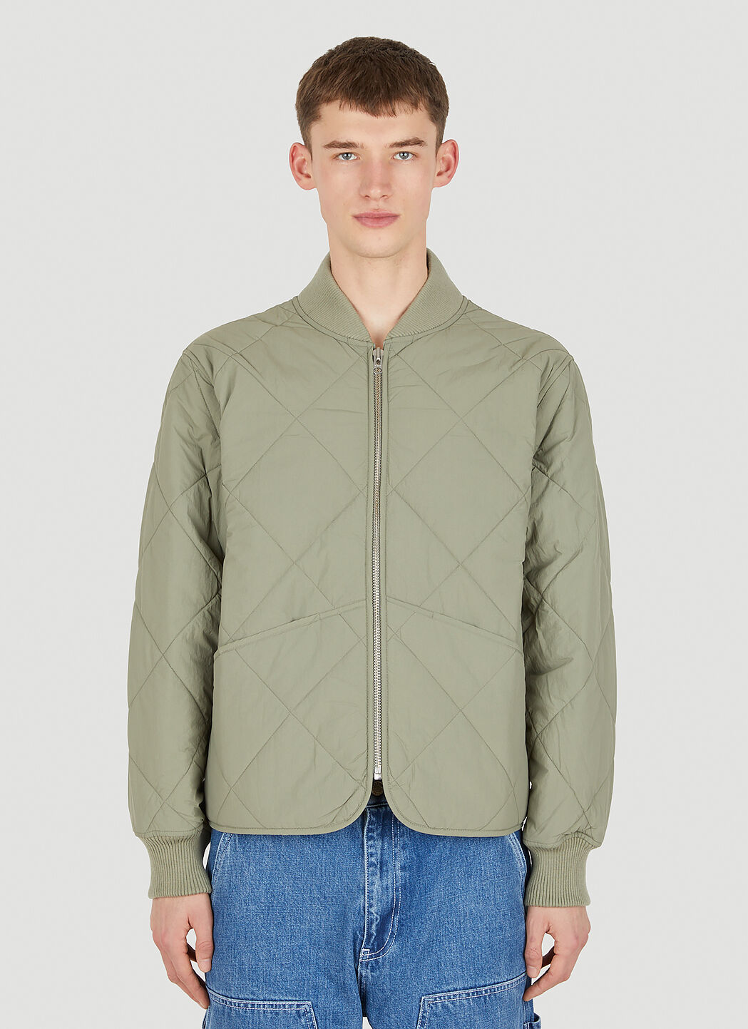 St ssy Dice Quilted Bomber Jacket in Khaki LN CC