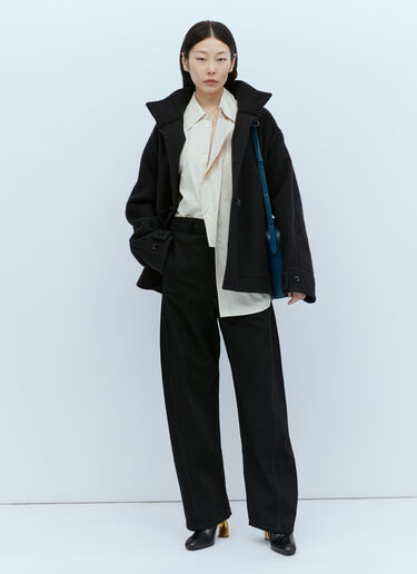 Lemaire Twisted Belted Cotton Pants Black lem0254007