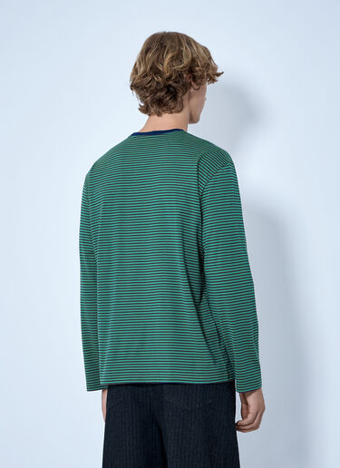 LN-CC® - Miu Miu: Striped Long Sleeve T-Shirt - Green Miu Miu Striped Long Sleeve T-Shirt Green miu0366013