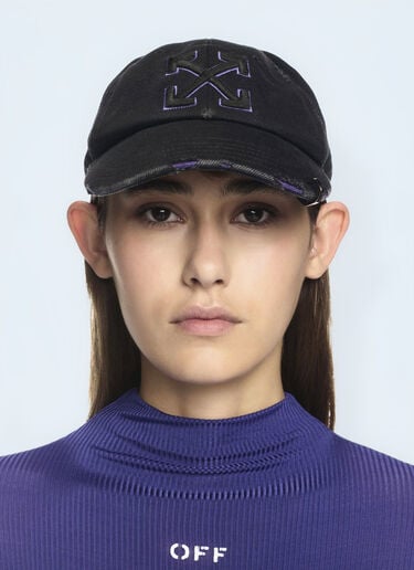 Off-White Distressed Denim Baseball Cap Black ofw0260058