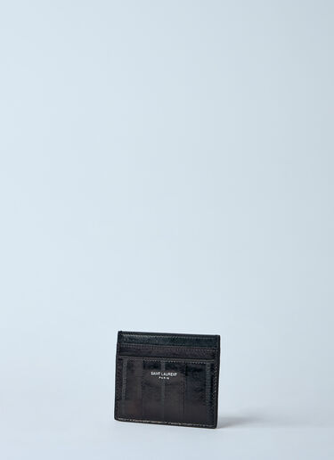 Saint Laurent 로고 프린트 가죽 카드홀더 브라운 sla0158030