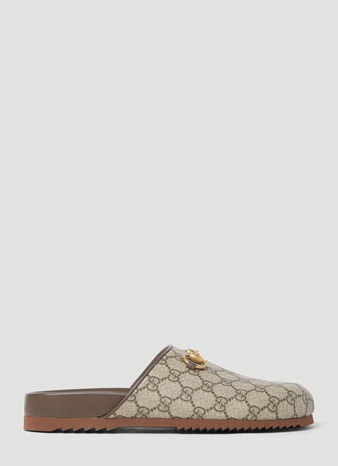 Gucci GG Supreme Horsebit Slipper Shoes Brown guc0254029