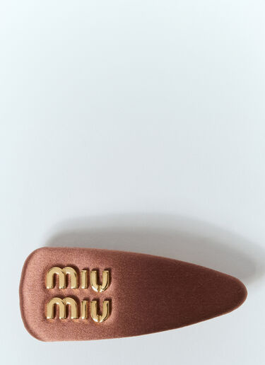 Miu Miu Logo Plaque Satin Hair Clip Brown miu0259038