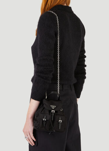 Prada Recycled-Nylon Mini Chain Backpack Black pra0245077