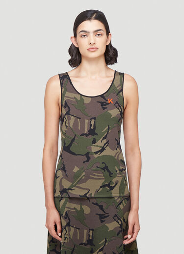 Camouflage-Print Tank Top Kwaidan Editions Camouflage-Print Tank Top Brown kwe0240009