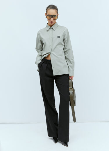 Logo Embroidery Poplin Shirt Miu Miu Logo Embroidery Poplin Shirt Grey miu0254078