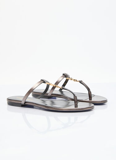 Saint Laurent Cassandra Slide Sandals Brown sla0255049