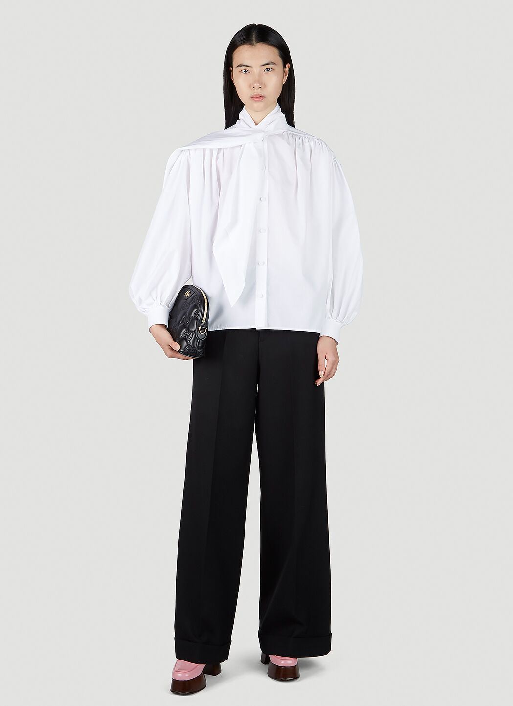 Gucci ruched cotton shirt - White