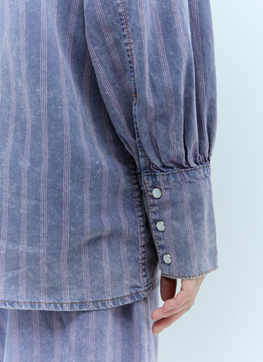 GANNI Light Stripe Denim Shirt Purple gan0255021