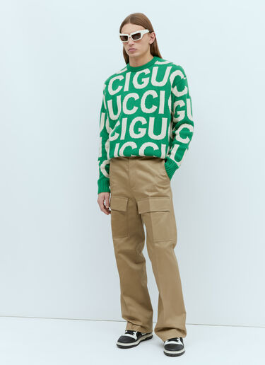 Gucci Logo Intarsia Wool Sweater Green guc0155023