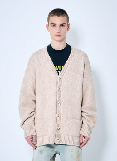 Vetements クラシックパールボタンカーディガン ベージュ vet0160007