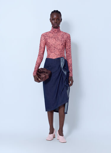 LN-CC® - Dries Van Noten: Sinas Ruffle Denim Midi Skirt - Navy Dries Van Noten Sinas Ruffle Denim Midi Skirt Navy dvn0265009
