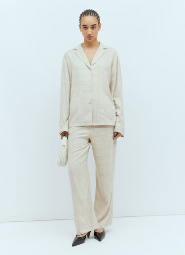TOTEME Monogram Flannel Pyjama Pants Beige tot0255019