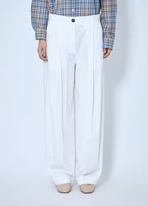 Toteme Single Pleat Cotton Trousers White tot0265039