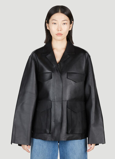 TOTEME Leather Army Jacket Black tot0253012