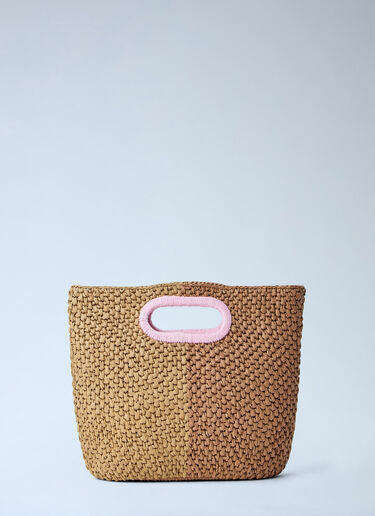 Woven Tote Bag with Logo Detail Marni Woven Tote Bag with Logo Detail Beige mni0264008