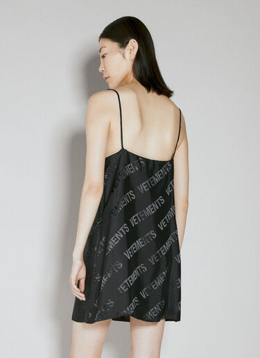 VETEMENTS 徽标印花迷你连衣裙 黑色 vet0254009