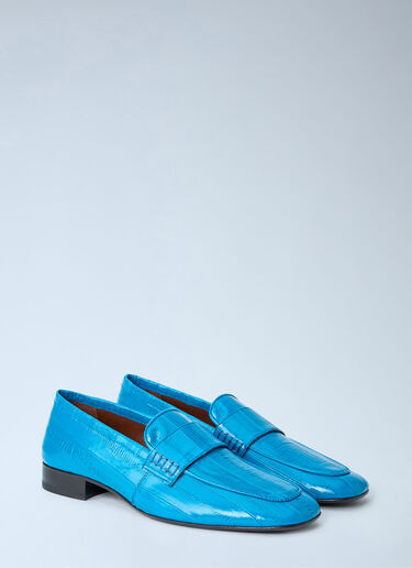LN-CC® - Dries Van Noten: Croc-Embossed Leather Loafers - Blue Dries Van Noten Croc-Embossed Leather Loafers Blue dvn0264048
