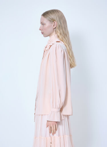 LN-CC® - Chloé: Tie-Front Ruffled Blouse In Crêpe De Chine - Pink Chloé Tie-Front Ruffled Blouse In Crêpe De Chine Pink chl0266020