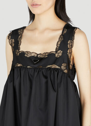 Prada Re-Nylon Lace Trim Dress Black pra0252050