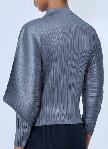 Pleats Please Issey Miyake Pleated High-Neck Top Grey plp0264007
