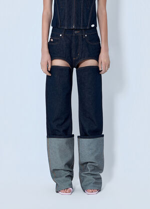 Jean Paul Gaultier Cut Out Wide Leg Jeans Blue jpg0264006