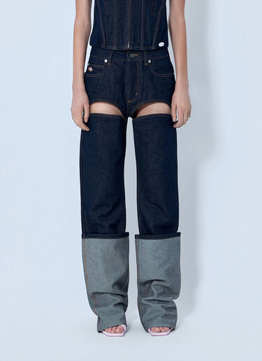 Jean Paul Gaultier Cut Out Wide Leg Jeans Blue jpg0264006