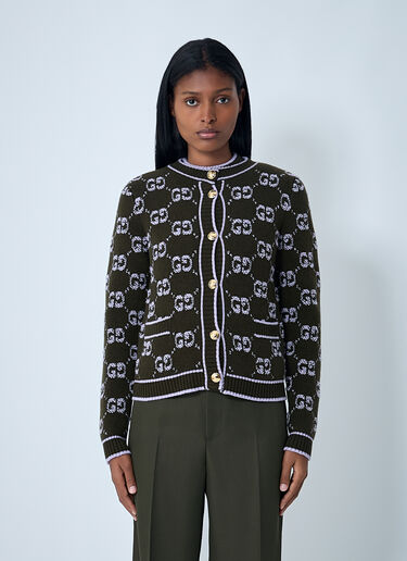 Gucci GG Jacquard Wool Bouclé Cardigan Black guc0261108