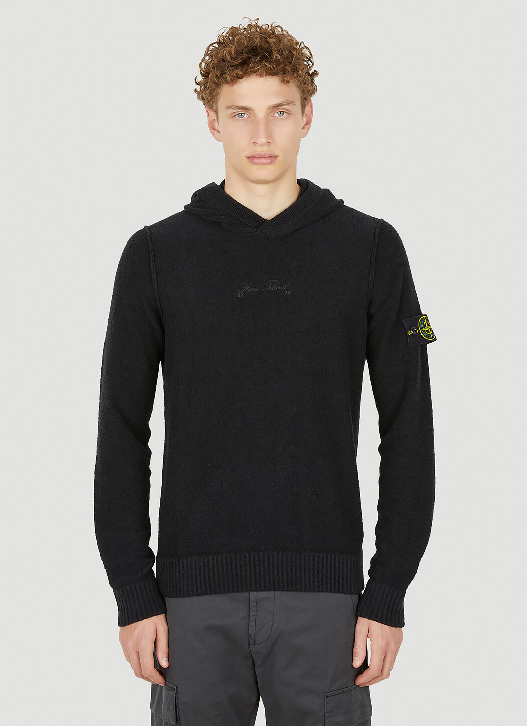 Stone Island Compass Patch Hooded Sweatshirt in Black LN CC