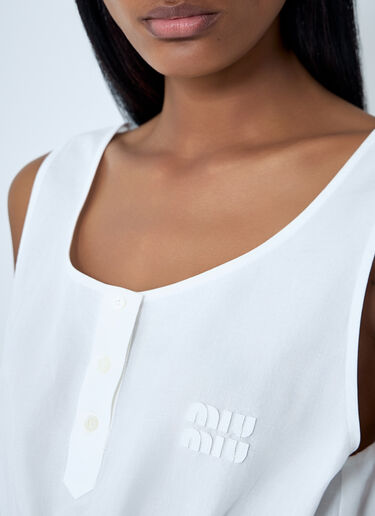 Logo Motif Drawstring Top Miu Miu Logo Motif Drawstring Top White miu0263019
