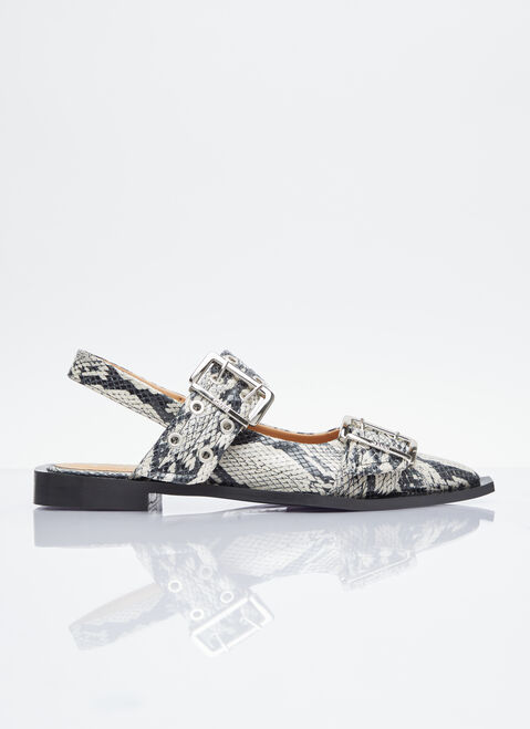 The Row Chunky Buckle Ballerina Flats Navy row0253049