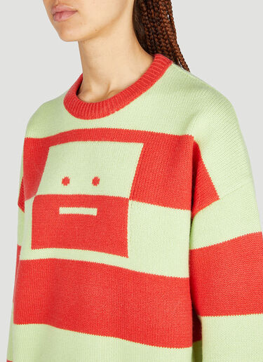 Acne Studios 方脸徽标条纹毛衣 红色 acn0351007