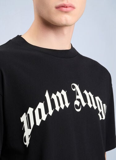 Palm Angels Curved Logo T-Shirt Black pma0164105