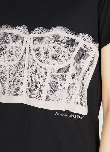 Alexander McQueen 뷔스티에 프린트 티셔츠 블랙 amq0251039