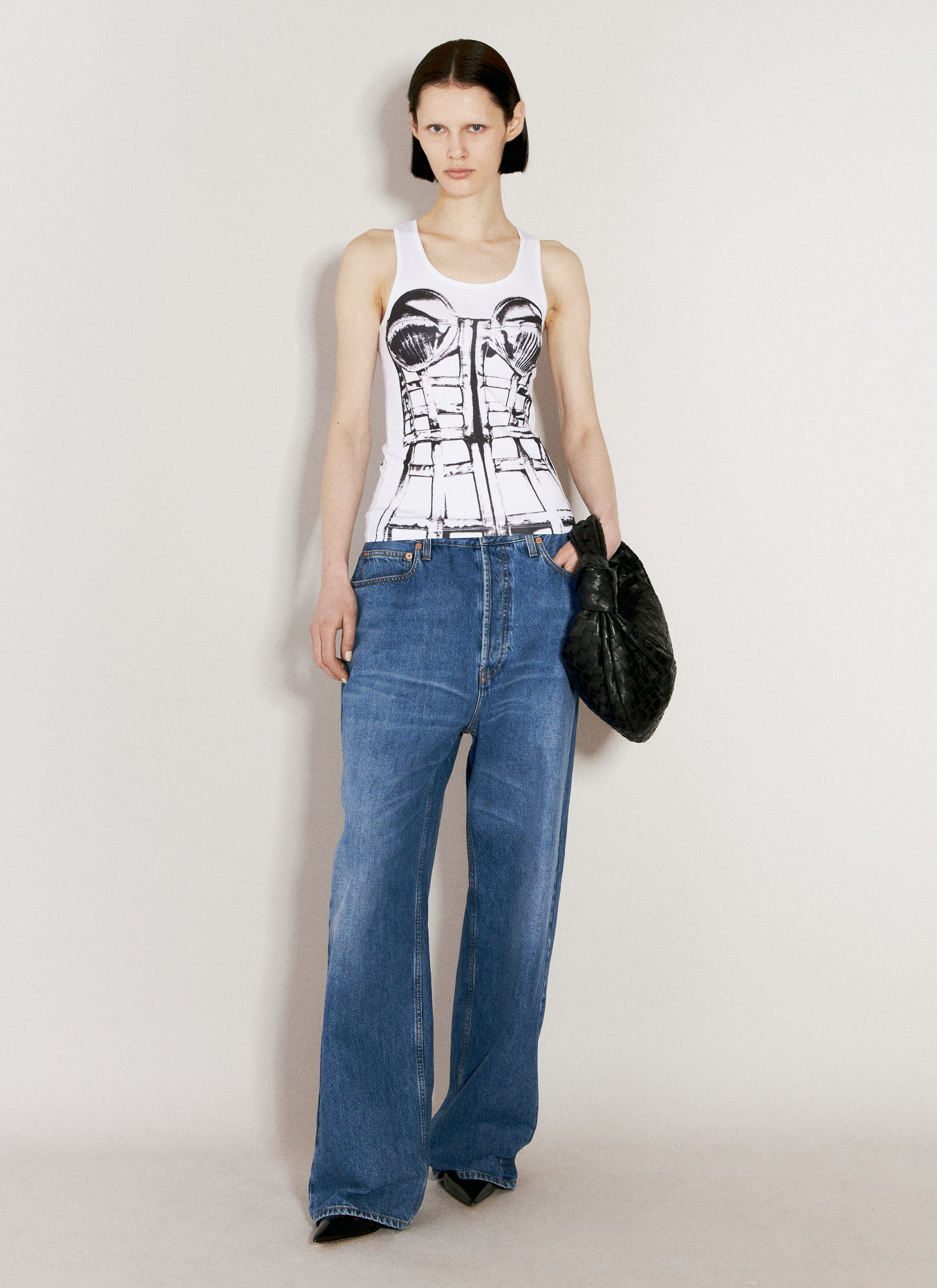 Jean Paul Gaultier Women's' Cage Trompe L'oeil Tank Top in White