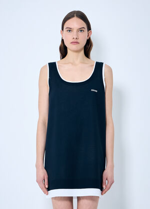 Miu Miu Knit And Poplin Mini Dress Black miu0259020