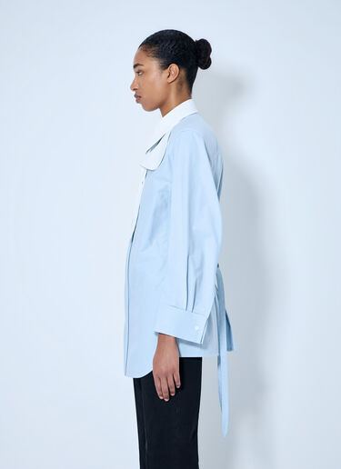 LN-CC® - Bottega Veneta: Asymmetrical Collar Long-Sleeve Shirt - Blue Bottega Veneta Asymmetrical Collar Long-Sleeve Shirt Blue bov0264049