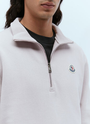 Moncler Logo Patch Half-Zip Sweatshirt Pink mon0155009