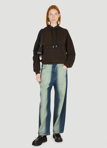 Eckhaus Latta Logo Print Hooded Sweatshirt Brown eck0351002